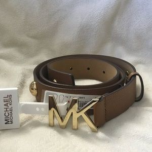 Michael Kors Pebble Genuine Leather Studded Belt